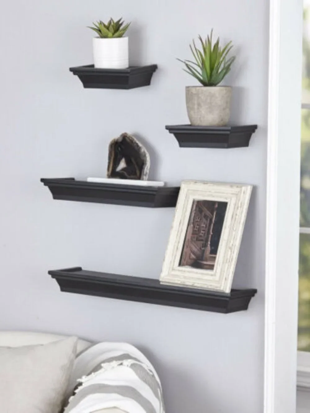 New! Two Sets of 4pc Always Home Encore Black Floating Wall Shelfs